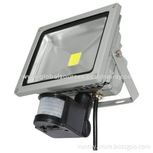 50W PIR LED Floodlight, 85-265V AC, IP65, 90-100lm/W, 2-year Warranty, 0.95 High PF, ISO9001 Factory